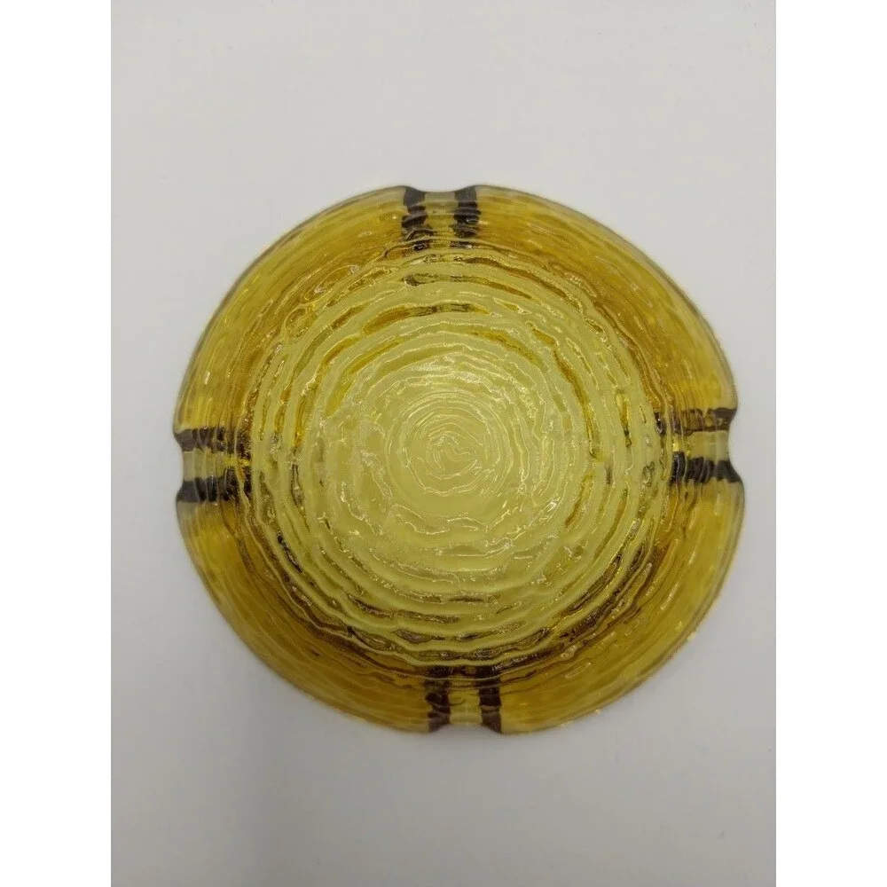 Vintage 60s  Anchor Hocking  Soreno Glass Ashtray  Rippled Design EUC4in Dia